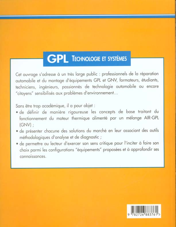 Quatrième de couverture de « GPL - TECHNOLOGIE ET SYSTEMES »