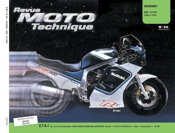 Couverture du livre « RMT 66 SUZUKI GSX R 1100 » de Etai, librairie Les Contes Infusés à Corte
