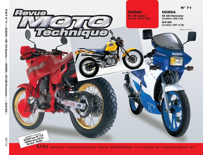 Couverture du livre « RMT 71.3 SUZUKI RG 125 GAMMA/HONDA NX 650 DOMINATOR » de Etai, librairie Les Contes Infusés à Corte