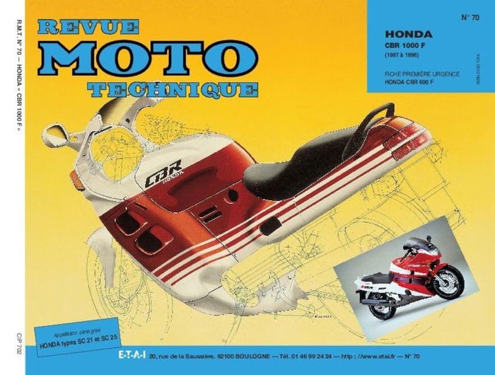 Couverture du livre « RMT 70.2 HONDA CBR 1000 FH-FJ » de Etai, librairie Les Contes Infusés à Corte