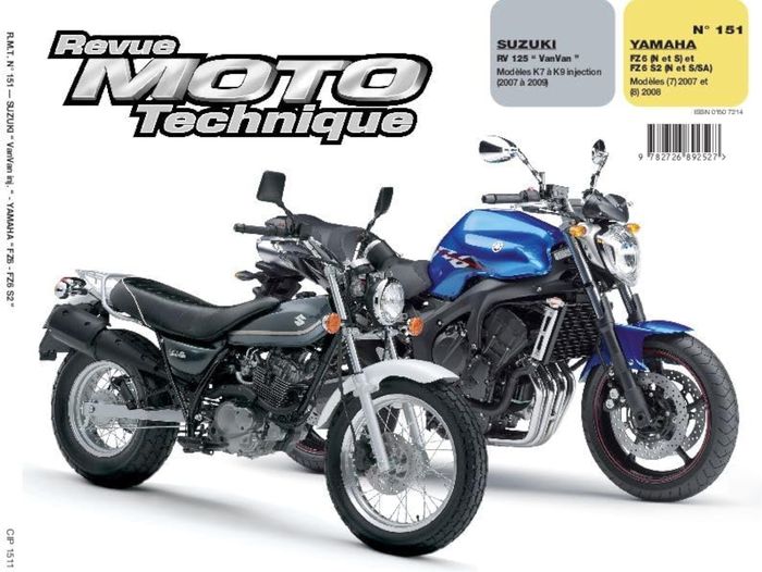 Couverture du livre « RMT 151.1 SUZUKI RV125 R+YAMAHA FZ6N ET FZ6S 07/08 » de Etai, librairie Les Contes Infusés à Corte
