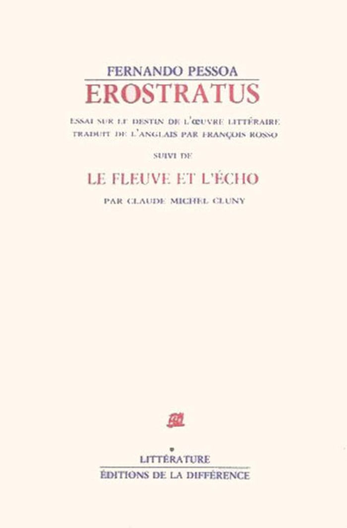 Couverture du livre « EROSTRATUS » de Fernando Pessoa, librairie Les Contes Infusés à Corte