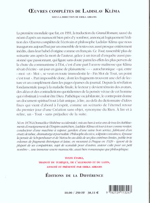 Quatrième de couverture de « OEUVRES COMPLETES - TOME 1, TOUT, ECRITS INTIMES, 1909-1927 »