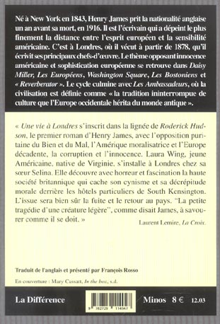 Quatrième de couverture de « UNE VIE A LONDRES »