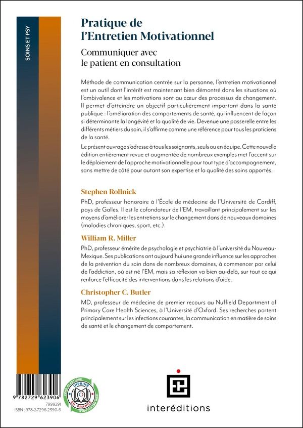 Quatrième de couverture de « Pratique de l'entretien motivationnel : communiquer avec le patient en consultation »