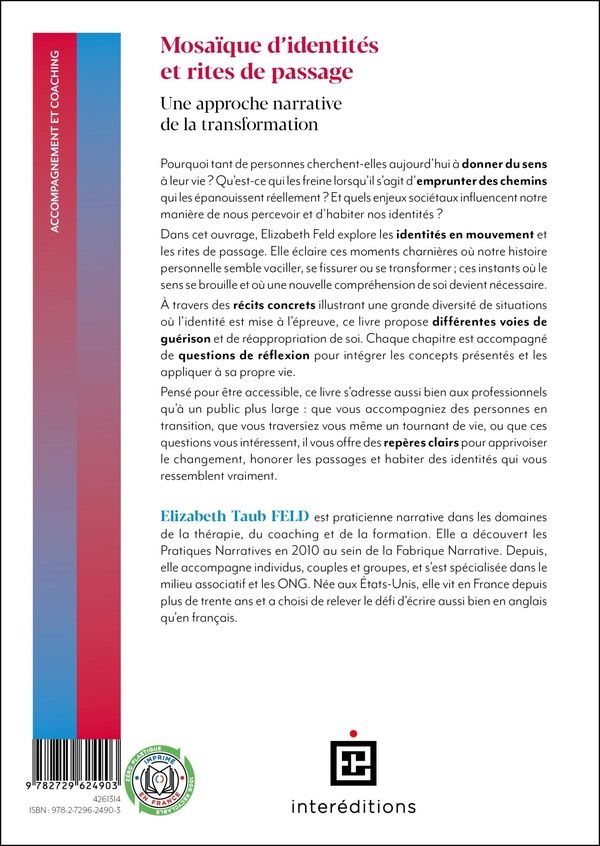Quatrième de couverture de « Mosaïque d'identités et rites de passage : Une approche narrative de la transformation »