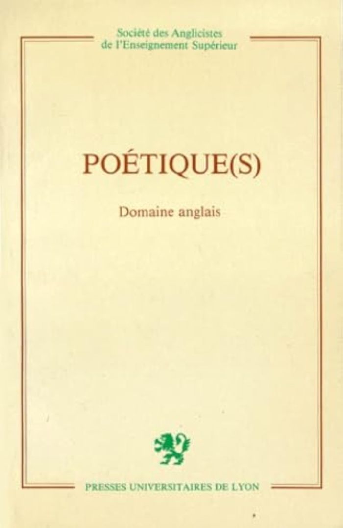 Couverture du livre « POETIQUE(S) - DOMAINE ANGLAIS », librairie Les Contes Infusés à Corte