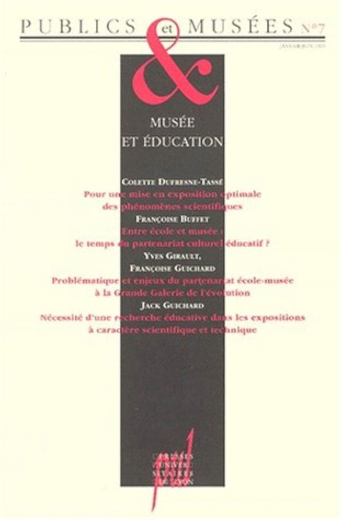 Couverture du livre « PUBLICS ET MUSEES. REVUE N7. MUSEE ET EDUCATION » de Hana Gottesdiener, librairie Les Contes Infusés à Corte