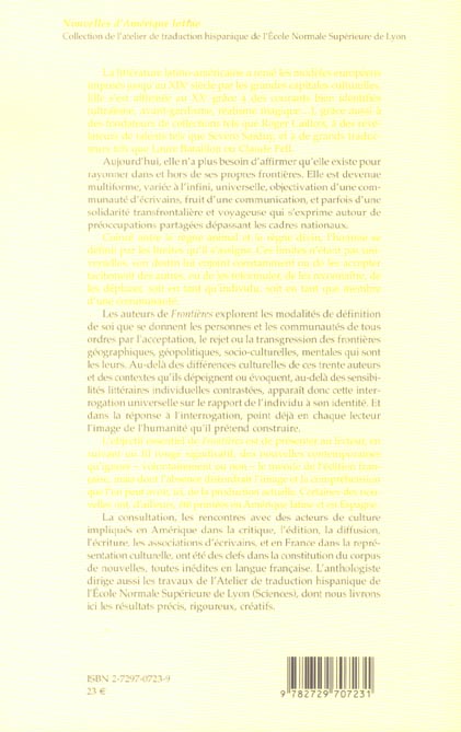 Quatrième de couverture de « FRONTIERES - ANTHOLOGIE DE NOUVELLES HISPANO-AMERICAINES »
