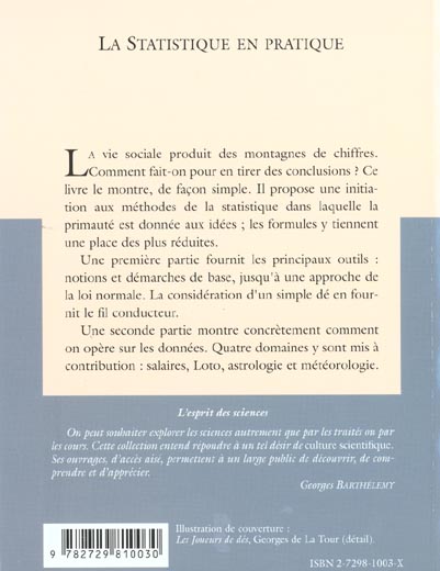 Quatrième de couverture de « LA STATISTIQUE EN PRATIQUE - N 17 »
