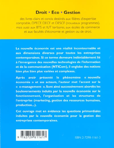 Quatrième de couverture de « L'ENTREPRISE ET LA NOUVELLE ECONOMIE »