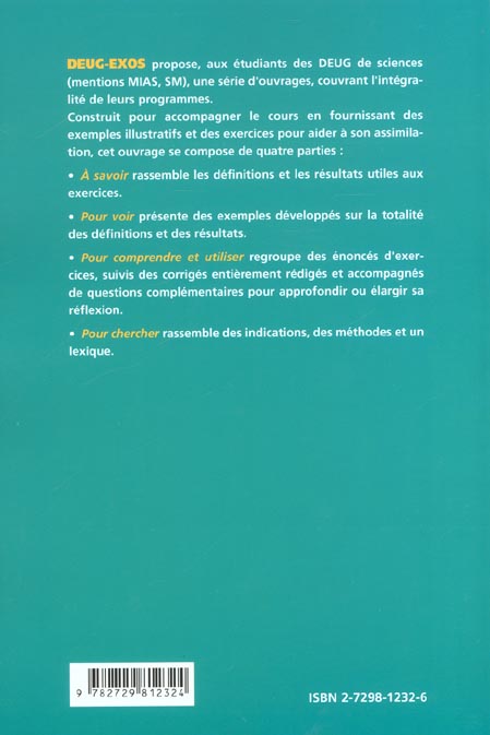 Quatrième de couverture de « MATHEMATIQUES - 2E ANNEE D'UNIVERSITE SCIENCES ET TECHNOLOGIE »