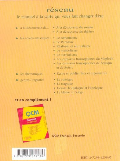 Quatrième de couverture de « INITIATION AUX EPREUVES DE FRANCAIS DES LYCEES - CLASSES DE SECONDE »