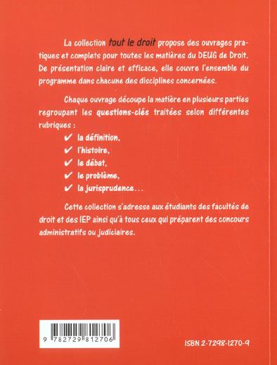 Quatrième de couverture de « DROIT DES OBLIGATIONS »