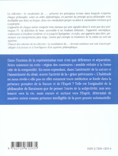 Quatrième de couverture de « VOCABULAIRE DE RAVAISSON (LE) »