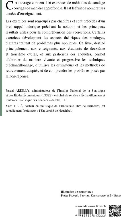 Quatrième de couverture de « EXERCICES CORRIGES DE METHODES DE SONDAGE »