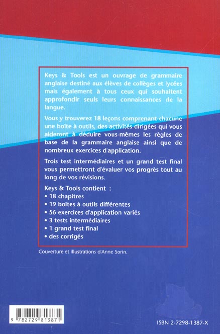 Quatrième de couverture de « KEYS & TOOLS (REPRENDRE LES BASES DE LA GRAMMAIRE ANGLAISE) »
