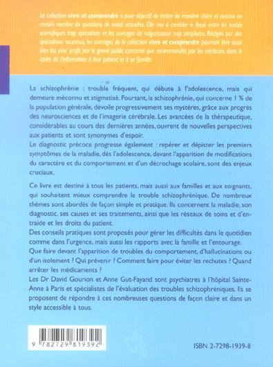 Quatrième de couverture de « LES TROUBLES SCHIZOPHRENIQUES »