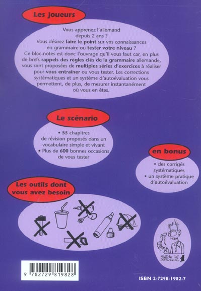 Quatrième de couverture de « LOS! PETITS EXERCICES DE GRAMMAIRE ALLEMANDE POUR BIEN REVISER »