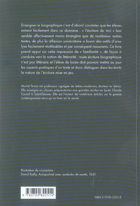 Quatrième de couverture de « ENSEIGNER LE BIOGRAPHIQUE AU LYCEE »