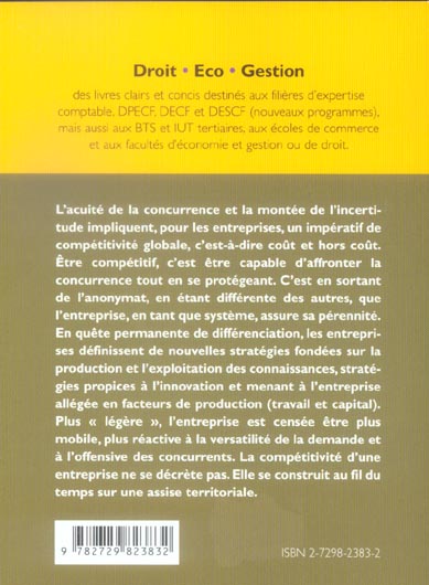 Quatrième de couverture de « LA COMPETITIVITE DE L'ENTREPRISE - L'OBSESSION DE LA FIRME ALLEGEE »
