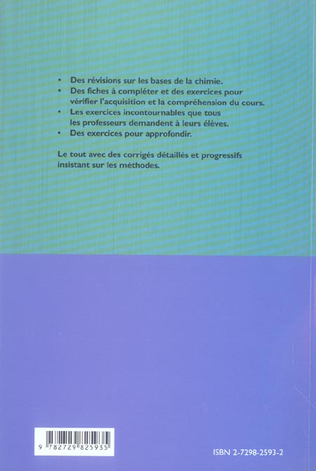 Quatrième de couverture de « FICHES ET METHODES DE CHIMIE EN TERMINALE S »