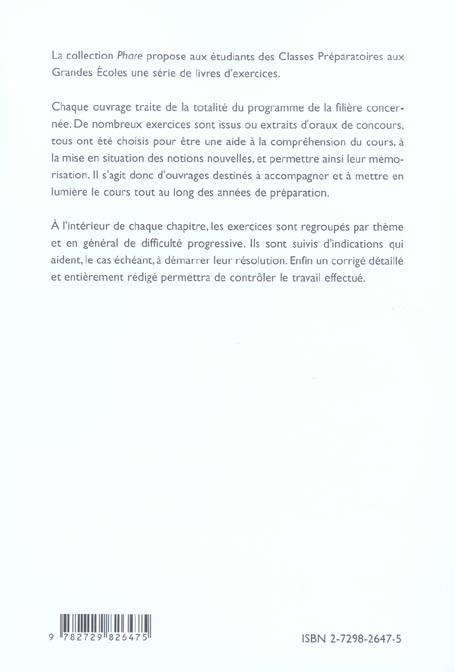Quatrième de couverture de « PHYSIQUE PC-PC* »