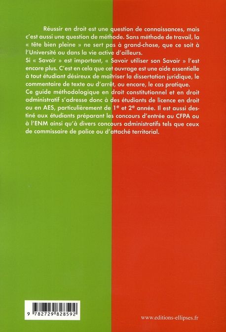 Quatrième de couverture de « METHODOLOGIE EN DROIT PUBLIC INTERNE »