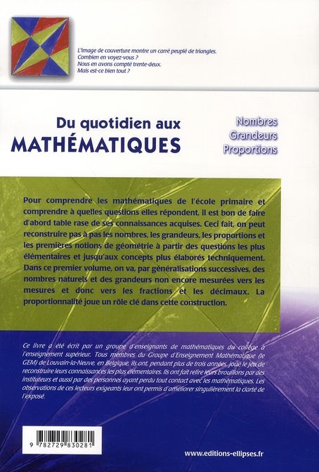 Quatrième de couverture de « QUOTIDIEN AUX MATHEMATIQUES (DU), NOMBRES, GRANDEURS, PROPORTIONS »