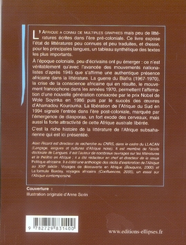 Quatrième de couverture de « HISTOIRE DES LITTERATURES DE L'AFRIQUE SUBSAHARIENNE »