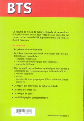 Quatrième de couverture de « BTS - FICHES DE CULTURE GENERALE ET EXPRESSION, LA FETE »