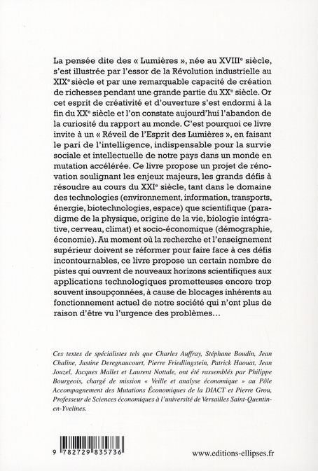 Quatrième de couverture de « LES GRANDS DEFIS TECHNOLOGIQUES ET SCIENTIFIQUES AU XXIE SIECLE »