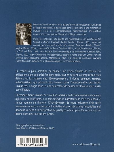 Quatrième de couverture de « RICOEUR. HERMENEUTIQUE ET TRADUCTION »