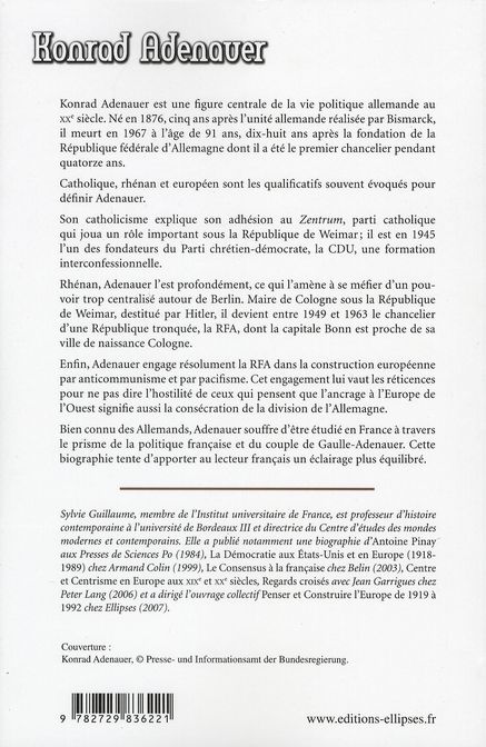 Quatrième de couverture de « KONRAD ADENAUER »
