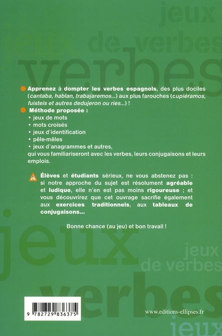 Quatrième de couverture de « JEUX DE VERBES »