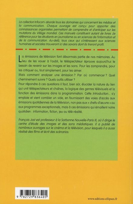 Quatrième de couverture de « INTRODUCTION A L'ANALYSE DE LA TELEVISION »