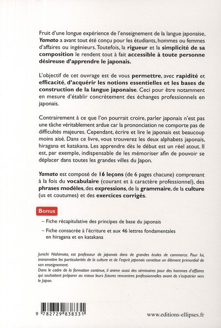 Quatrième de couverture de « YAMATO - LE JAPONAIS EN 16 LECONS »