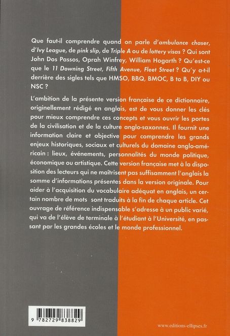 Quatrième de couverture de « LE MONDE ANGLO-SAXON DE A A Z »