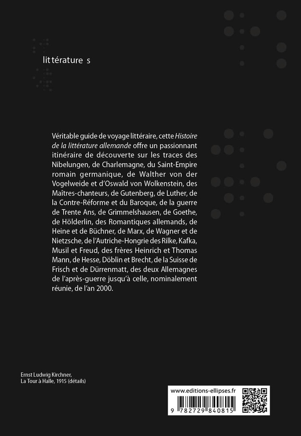 Quatrième de couverture de « HISTOIRE DE LA LITTERATURE ALLEMANDE »