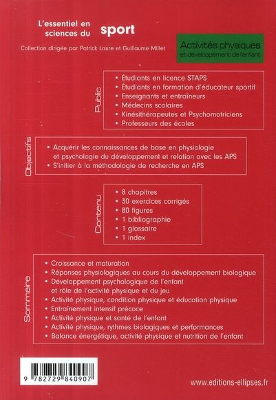Quatrième de couverture de « ACTIVITES PHYSIQUES ET DEVELOPPEMENT DE L'ENFANT »