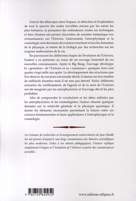 Quatrième de couverture de « POUR COMPRENDRE SIMPLEMENT LA NAISSANCE, LA VIE ET LA MORT DE L'UNIVERS »
