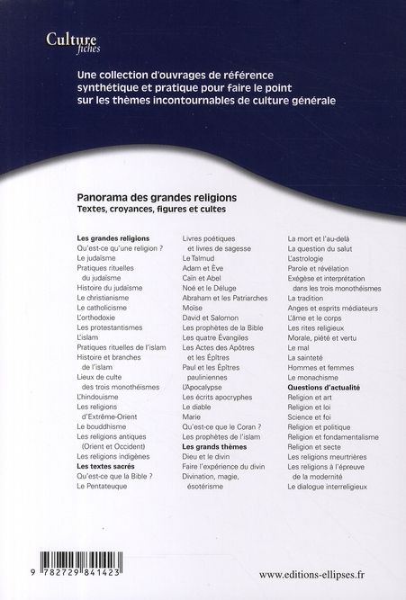 Quatrième de couverture de « PANORAMA DES GRANDES RELIGIONS »