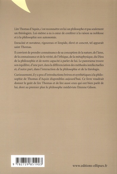 Quatrième de couverture de « LIRE SAINT THOMAS D'AQUIN - NOUVELLE EDITION »