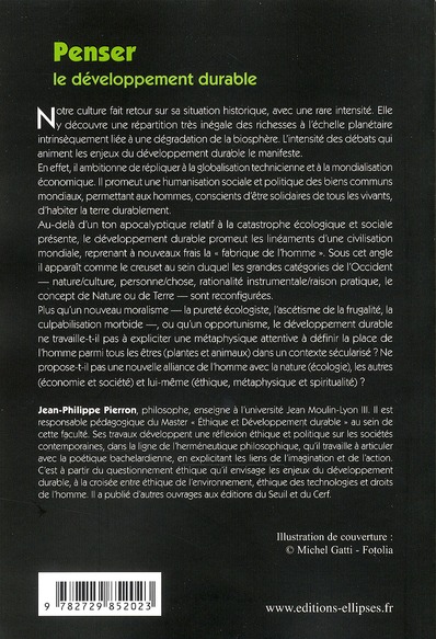 Quatrième de couverture de « PENSER LE DEVELOPPEMENT DURABLE »