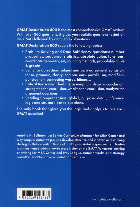 Quatrième de couverture de « GMAT DESTINATION 800 »