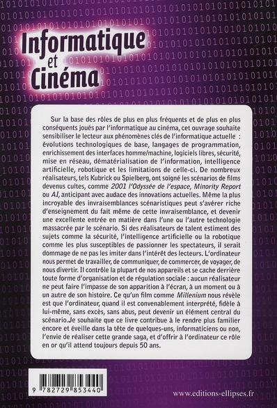Quatrième de couverture de « INFORMATIQUE ET CINEMA »