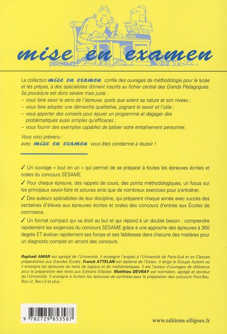 Quatrième de couverture de « OBJECTIF SESAME. TOUTES MATIERES - UN VOLUME »