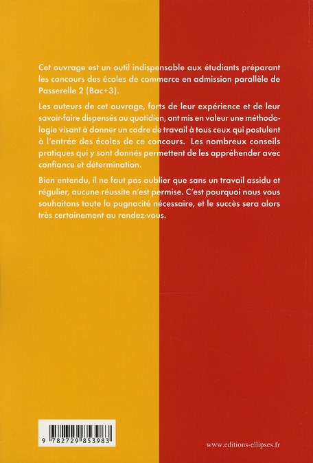 Quatrième de couverture de « INTEGRER LES ECOLES DE COMMERCE - CONCOURS PASSERELLE 2 »