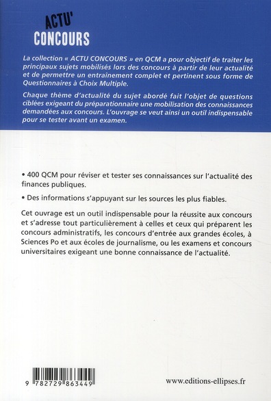 Quatrième de couverture de « FINANCES PUBLIQUES 2011-2012 EN QCM »
