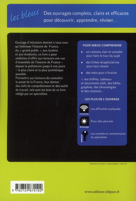 Quatrième de couverture de « PREMIERS PAS DANS L'HISTOIRE DE FRANCE »